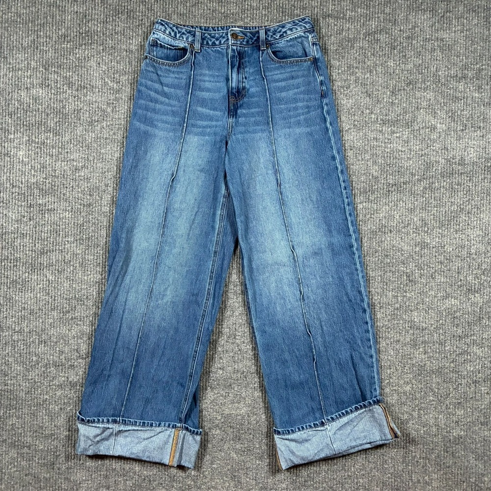 Forever 21 High Rise Wide Leg Jeans Womens Size 28 Blue Denim 100% Cotton Casual
